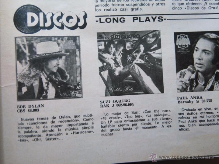 Coleccionismo de Revistas y Peri&oacute;dicos: RECORTE BOB DYLAN SUZY QUATRO