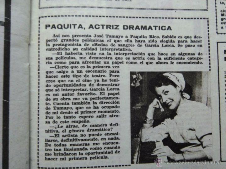 Coleccionismo de revistas y peri&oacute;dicos: RECORTE PAQUITA RICO