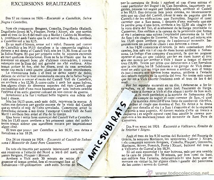 Collezionismo di Riviste e Giornali: REVISTA ANY 1924 CASTELLCIR SELVA NEGRA CENTELLES CASTELL SABASSONA VARCALCA SITGES CAU FERRAT