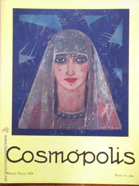 Collectionnisme de Revues et Journaux: Mujer con velo  / ilustraci&oacute;n de Ribas, de cubierta de revista Cosm&oacute;polis  - 1929