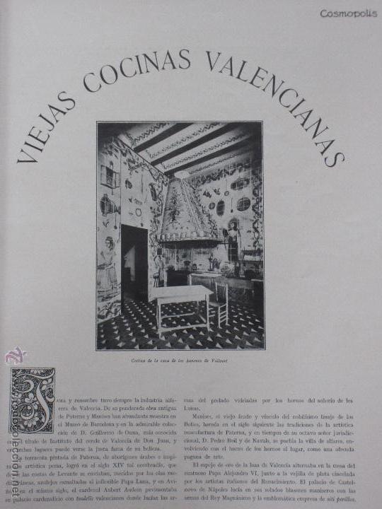 Collezionismo di Riviste e Giornali: * MANISES *  PATERNA * AZULEJOS * Viejas cocinas valencianas / Jos&eacute; Luis Almunia - 1929