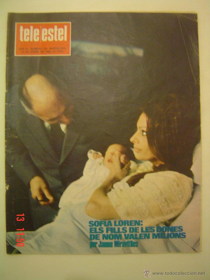 Coleccionismo de Revistas y Peri&oacute;dicos: REVISTA TELE ESTEL N&ordm; 131- 17 DE GENER DE 1969- SOFIA LOREN- POSTER MANELIC D'&Agrave;NGEL GUIMER&Agrave;
