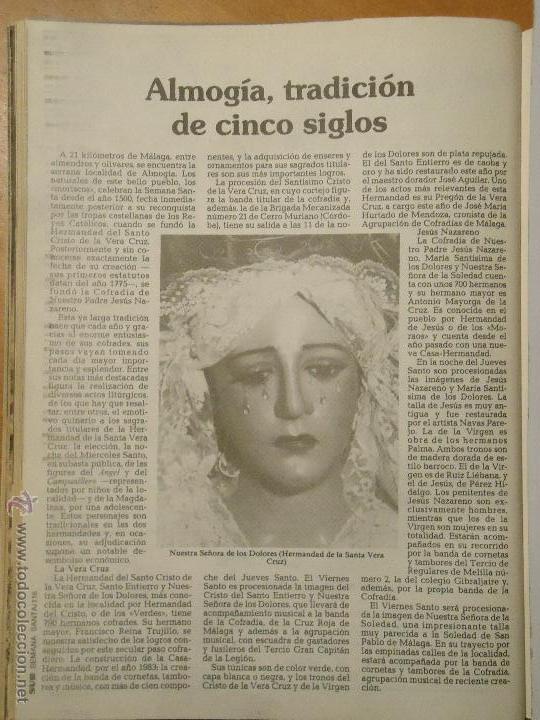 Coleccionismo de Revistas y Peri&oacute;dicos: ANTIGUO ARTICULO SEMANA SANTA DE MALAGA - ALMOGIA - VIRGEN DE LOS DOLORES