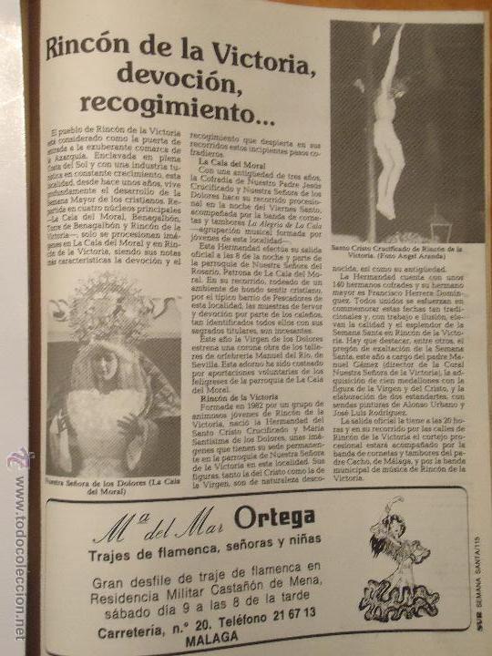 Coleccionismo de Revistas y Peri&oacute;dicos: ANTIGUO ARTICULO SEMANA SANTA DE MALAGA  RINCON DE LA VICTORIA  CALA DEL MORAL CRISTO VIRGEN DOLORES