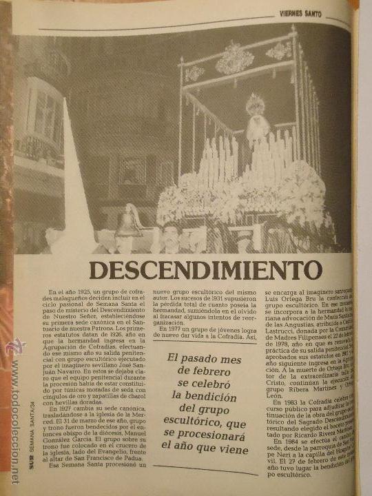 Coleccionismo de Revistas y Peri&oacute;dicos: ANTIGUO ARTICULO SEMANA SANTA DE MALAGA CAPITAL - VIRGEN DE LAS ANGUSTIAS DEL DESCENDIMIENTO