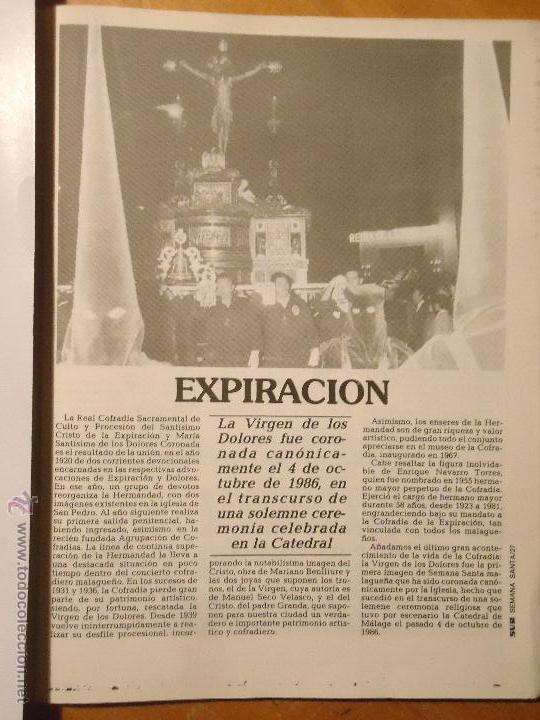 Coleccionismo de Revistas y Peri&oacute;dicos: ANTIGUO ARTICULO SEMANA SANTA DE MALAGA CAPITAL - CRISTO  DE LA EXPIRACION