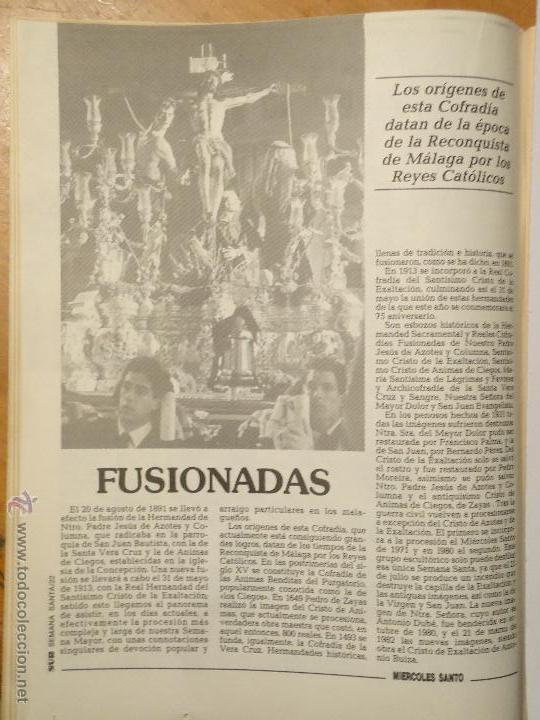 Coleccionismo de Revistas y Peri&oacute;dicos: ANTIGUO ARTICULO SEMANA SANTA DE MALAGA CAPITAL - CRISTO DE LA EXALTACION FUSIONADAS