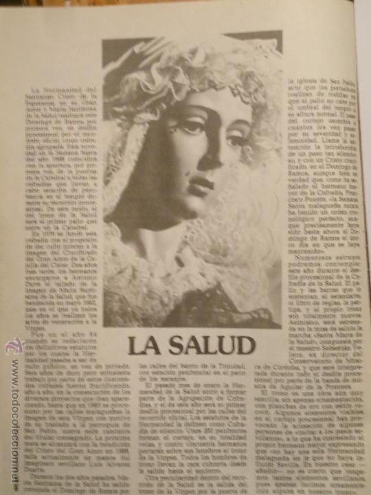 Coleccionismo de Revistas y Peri&oacute;dicos: ANTIGUO ARTICULO SEMANA SANTA DE MALAGA CAPITAL - ANTIGUA VIRGEN DE LA SALUD