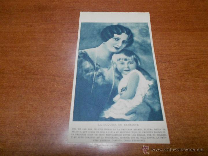 Collezionismo di Riviste e Giornali: RECORTE DE PRENSA 1930: PRINCESA ASTRID DE B&Eacute;LGICA MADRE DEL PR&Iacute;NCIPE BALDVIN, CON LA PRINCESA JOSEF