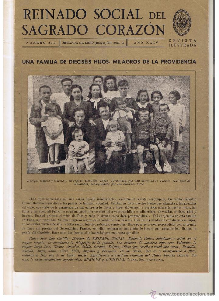 Coleccionismo de revistas y peri&oacute;dicos: REINADO SOCIAL DEL SAGRADO CORAZ&Oacute;N. N&ordm; 201. (P/B9)