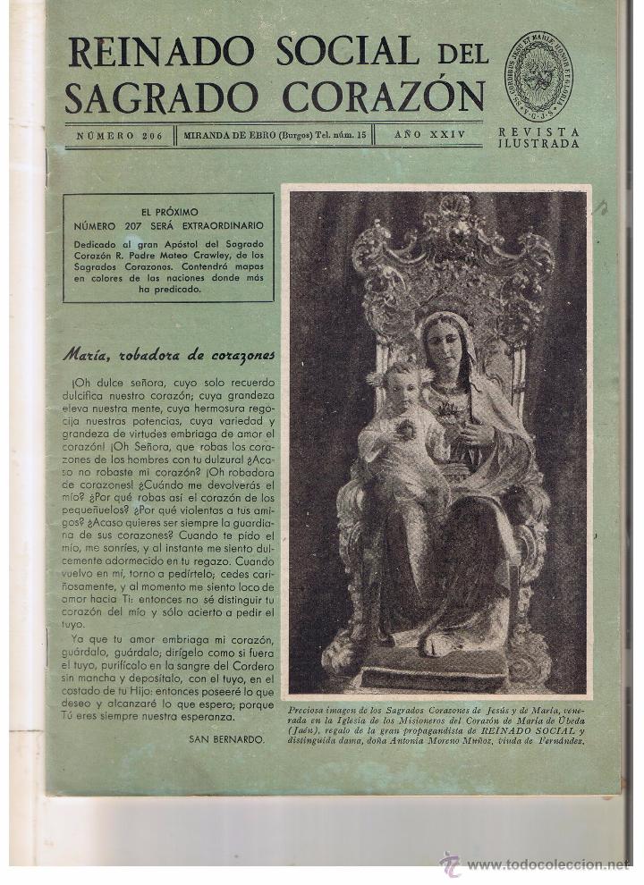 Coleccionismo de revistas y peri&oacute;dicos: REINADO SOCIAL DEL SAGRADO CORAZ&Oacute;N. N&ordm; 206. (P/B9)