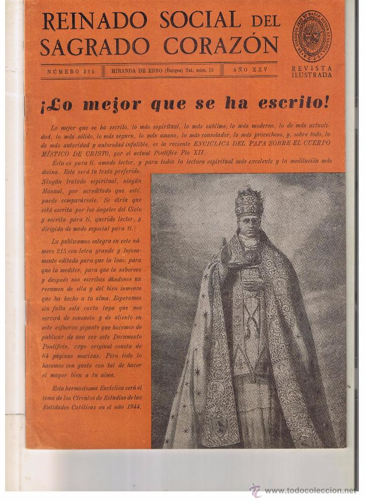Coleccionismo de revistas y peri&oacute;dicos: REINADO SOCIAL DEL SAGRADO CORAZ&Oacute;N. N&ordm; 215. (P/B9)