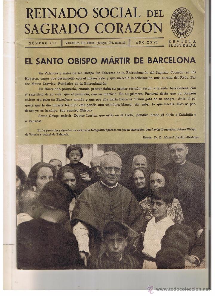 Coleccionismo de revistas y peri&oacute;dicos: REINADO SOCIAL DEL SAGRADO CORAZ&Oacute;N. N&ordm; 216. (P/B9)