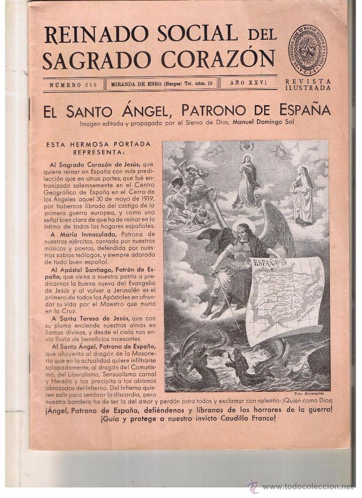 Coleccionismo de revistas y peri&oacute;dicos: REINADO SOCIAL DEL SAGRADO CORAZ&Oacute;N. N&ordm; 218. (P/B9)