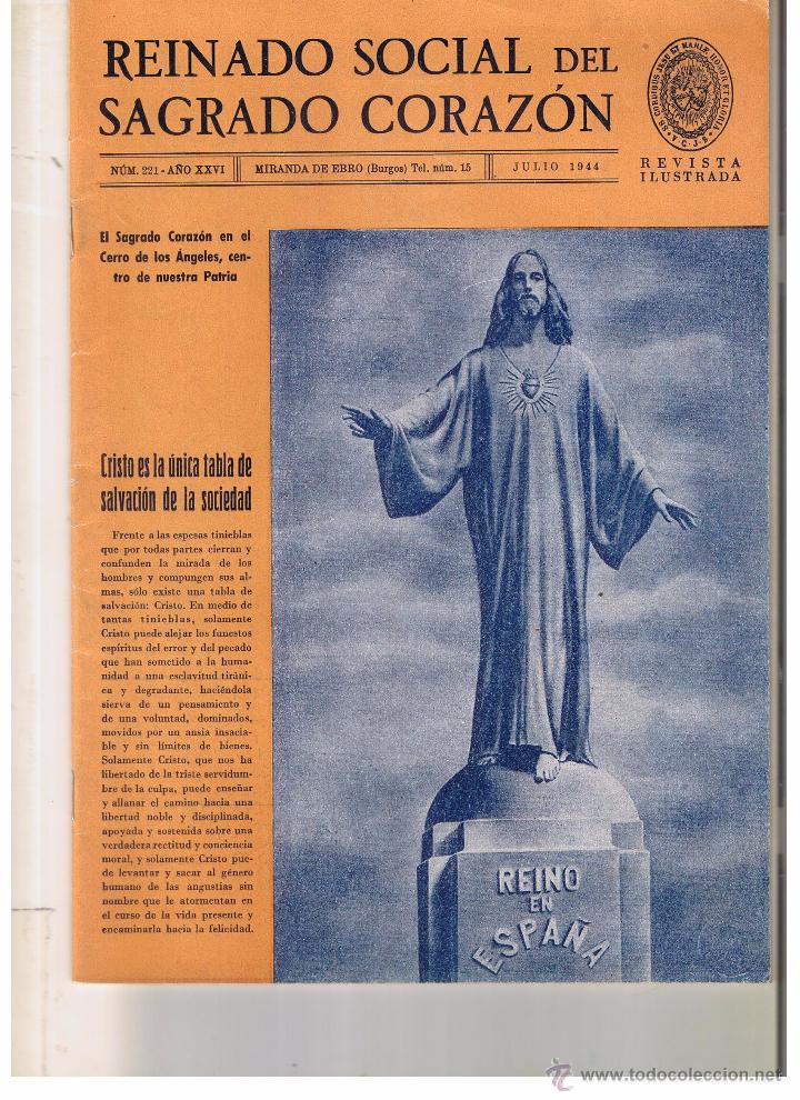 Coleccionismo de revistas y peri&oacute;dicos: REINADO SOCIAL DEL SAGRADO CORAZ&Oacute;N. N&ordm; 221. JULIO 1944. (P/B9)