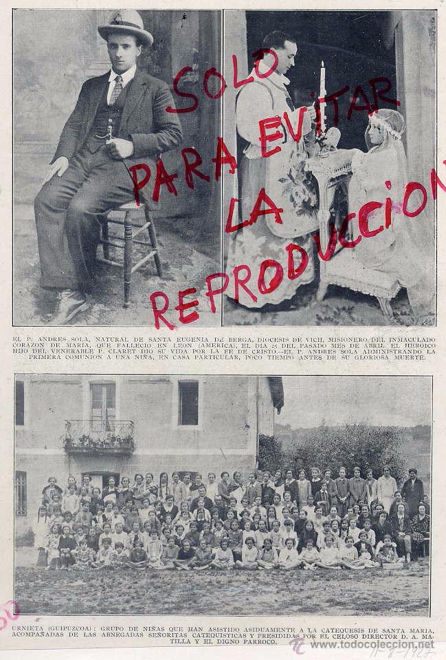 Collection Magazines and Newspapers: ANDRES SOLA 1927 Y URNIETA, GUIPUZCOA, NI&Ntilde;AS EN CATEQUESIS, FOTOS HOJA REVISTA