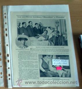 Coleccionismo de Revistas y Peri&oacute;dicos: 1906: TORERO MANOLETE COGIDO CUANDO NOVILLERO EN RECORTE (R1494) REVISTA NUEVO MUNDO 12 JULIO 1906