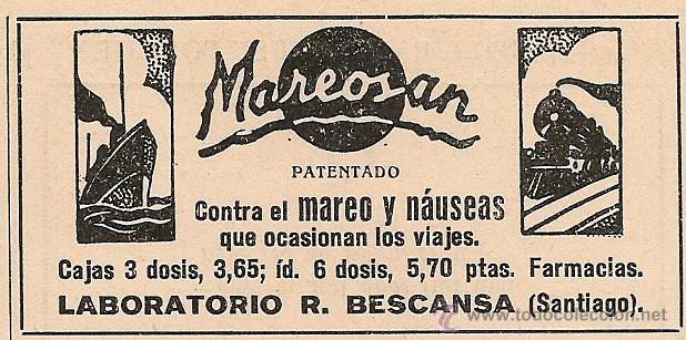 Coleccionismo de revistas y peri&oacute;dicos: Publicidad MAREOSAN contra el mareo - 1933