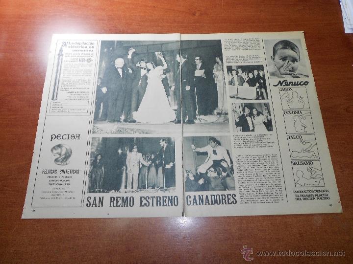 Coleccionismo de Revistas y Peri&oacute;dicos: RECORTE DE PRENSA 1971: SAN REMO ADRIANO CELENTANO, NICOLA DI BARI