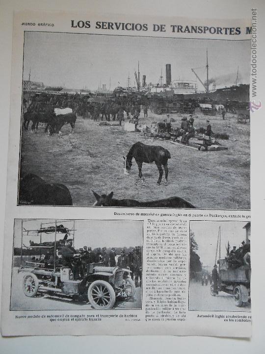Collezionismo di Riviste e Giornali: hln- 1914- servicios de transportes en la guerra europea, desembarco material ingl&eacute;s en flandes