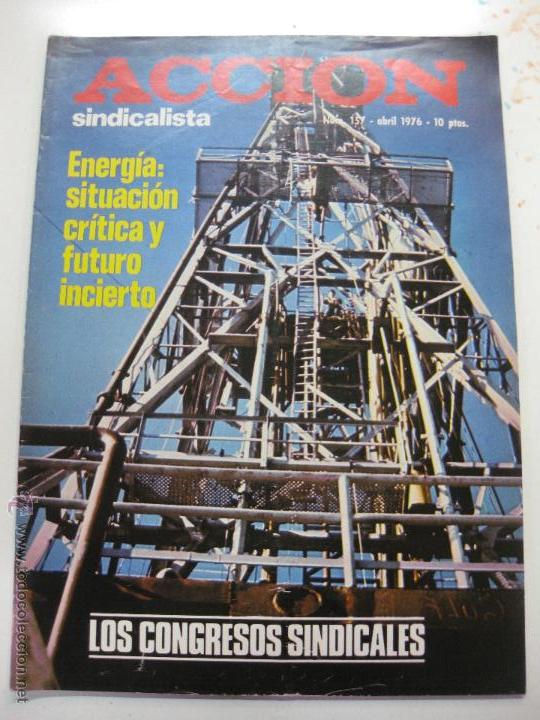Coleccionismo de revistas y peri&oacute;dicos: REVISTA ACCION SINDICALISTA N&ordm; 157 ABRIL  1976. LOS CONGRESOS SINDICALES.