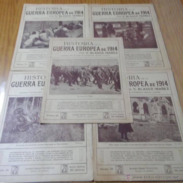 Coleccionismo de revistas y peri&oacute;dicos: 5 PERIODICOS DE HISTORIA DE LA GUERRA EUROPEA DE 1914 DE VICENTE BLASCO IBA&Ntilde;EZ, EDITORIAL PROMETEO.