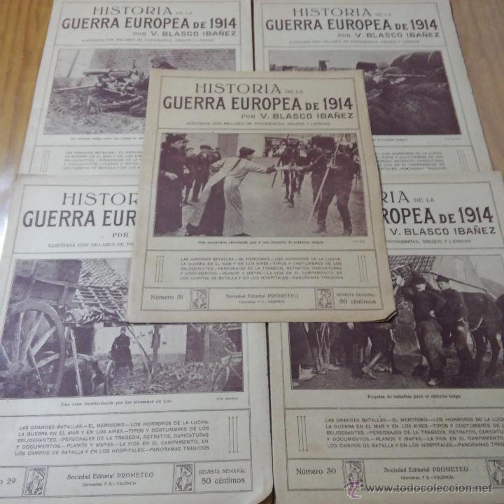Coleccionismo de revistas y peri&oacute;dicos: 5 PERIODICOS DE HISTORIA DE LA GUERRA EUROPEA DE 1914 DE VICENTE BLASCO IBA&Ntilde;EZ, EDITORIAL PROMETEO.