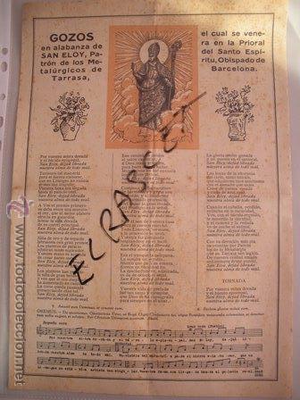 Collectionnisme de Revues et Journaux: GOZOS DE SAN ELOY - PATRON DE LOS METALURGICOS DE TARRASA  DE DICIEMBRE DE MCMXL