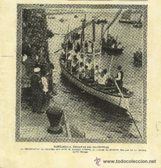 Coleccionismo de revistas y peri&oacute;dicos: * SANTANDER * Regatas de traineras, premio embarcaci&oacute;n de Pedre&ntilde;o - 1920