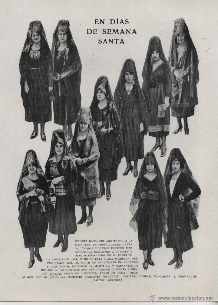 Coleccionismo de Revistas y Peri&oacute;dicos: * SEMANA SANTA * MANTILLA * Srtas. Claver&iacute;a, C&aacute;ndida Su&aacute;rez Incl&aacute;n, Gonz&aacute;lez Clemente... - 1920