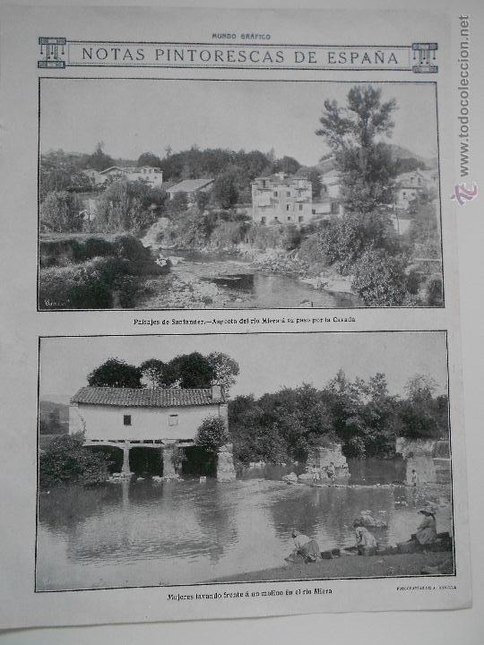 Collezionismo di Riviste e Giornali: hln- hoja a&ntilde;o 1913- im&aacute;genes de santander, rio miera a su paso por cavada