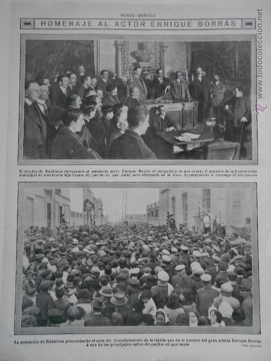Collezionismo di Riviste e Giornali: hln- hoja a&ntilde;o 1913- homenaje al actor enrique borr&aacute;s, badalona
