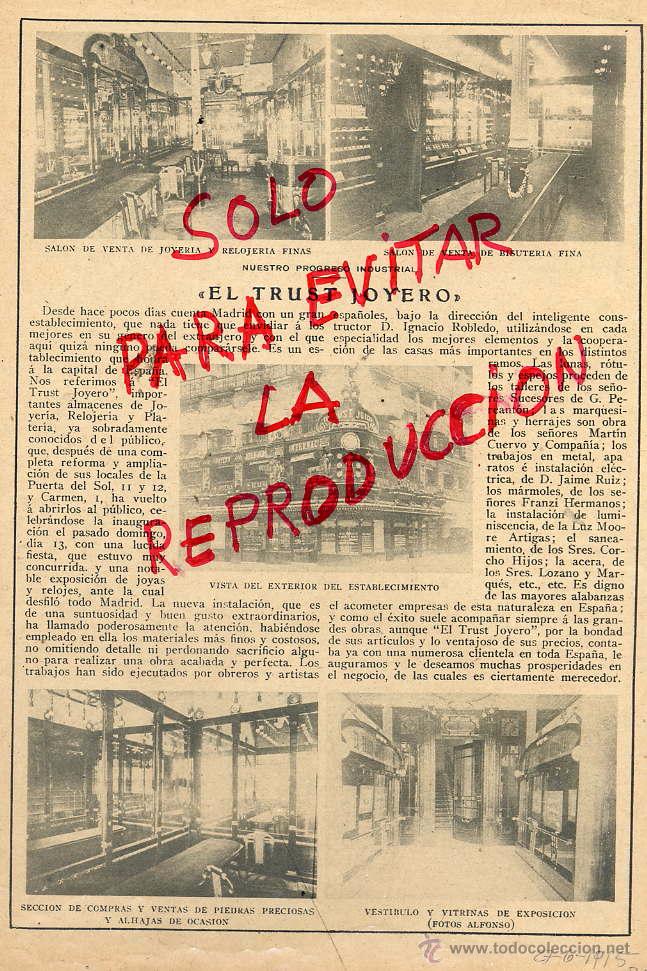 Coleccionismo de revistas y peri&oacute;dicos: MADRID 1915 EL TRUST JOYERO HOJA REVISTA