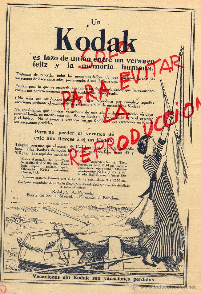 Colecionismo de Revistas e Jornais: KODAK1915 CHICA VESTIDO RAYAS EN BARCA Y VELA  HOJA REVISTA