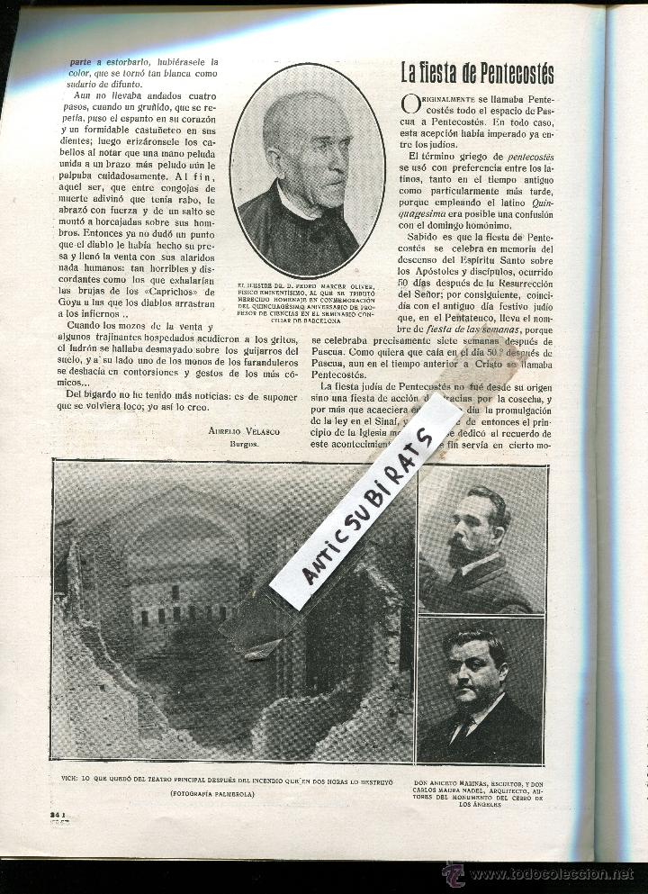 Coleccionismo de revistas y peri&oacute;dicos: REVISTA A&Ntilde;O 1919 INCENDIO DEL TEATRO DE VIC CAMPEON DE LANZAMIENTO DE PESO BLUMEL ORIO ITURRINO