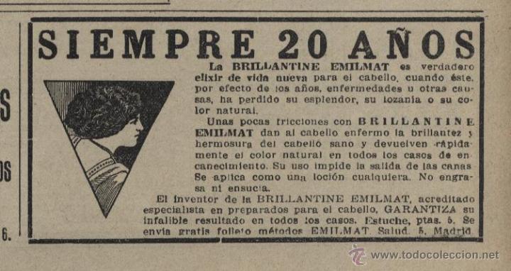 Coleccionismo de revistas y peri&oacute;dicos: Publicidad brillantina EMILMAT - 1920