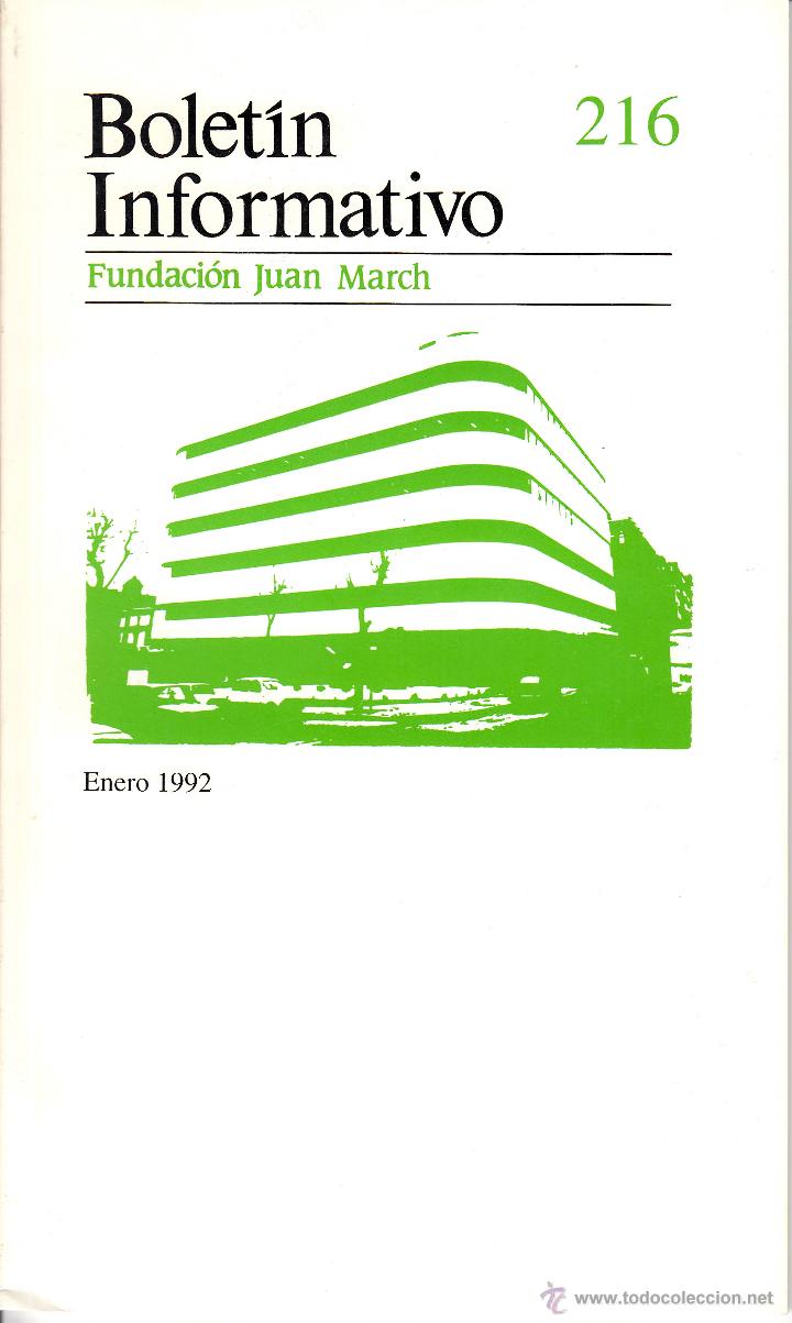 Coleccionismo de revistas y peri&oacute;dicos: BOLET&Iacute;N INFORMATIVO N&ordm; 216/225 A&Ntilde;O 1992 COMPLETO. FUNDACI&Oacute;N JUAN MARCH. ART&Iacute;CULOS DE: