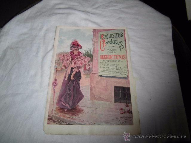 Colecionismo de Revistas e Jornais: PUBLICIDAD CHOCOLATES DE LOS R.R.P.P BENEDICTINOS.HOJA DE REVISTA BLANCO Y NEGRO 1902