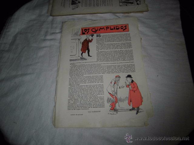 Colecionismo de Revistas e Jornais: LOS CUMPLIDOS LUIS GABALDON DIBUJOS DE XAUDARO.HOJA DE REVISTA BLANCO Y NEGRO 1902