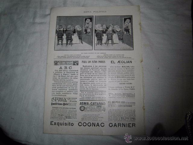 Colecionismo de Revistas e Jornais: NOTA POLITICA POR XAUDARO PARTE DE ARRIBA HOJA.HOJA DE REVISTA BLANCO Y NEGRO 1902