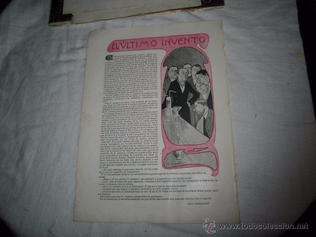 Colecionismo de Revistas e Jornais: EL ULTIMO INVENTO POR LUIS GABALDON ILUSTRA XAUDARO .HOJA DE REVISTA BLANCO Y NEGRO 1902