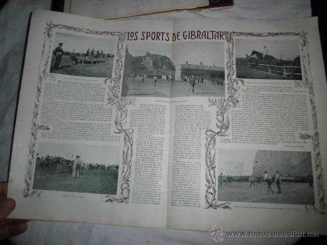Colecionismo de Revistas e Jornais: LOS SPORTS DE GIBRALTAR.2 HOJAS DE REVISTA BLANCO Y NEGRO 1902