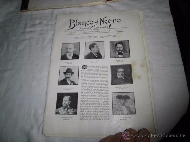 Colecionismo de Revistas e Jornais: ECHEGARAY. BRETON. SOROLLA. BENLIURE. SAGASTA. WEYLER. 2 HOJAS DE REVISTA BLANCO Y NEGRO 1902