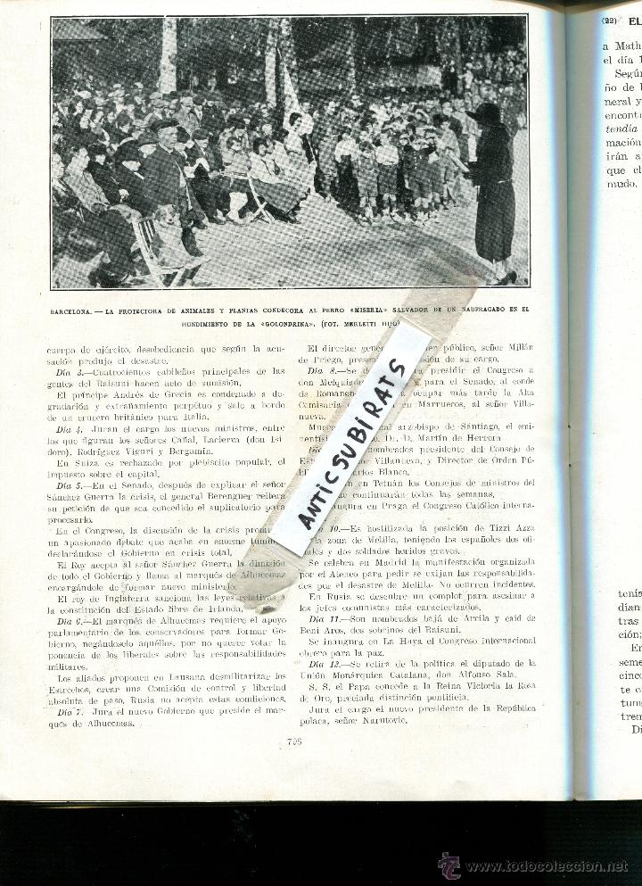 Collection Magazines and Newspapers: REVISTA A&Ntilde;O 1922 ANIMALISTA PROTECTORA DE ANIMALES CONDECORA EN BARCELONA AL PERRO MISERIA NAUFRAGIO