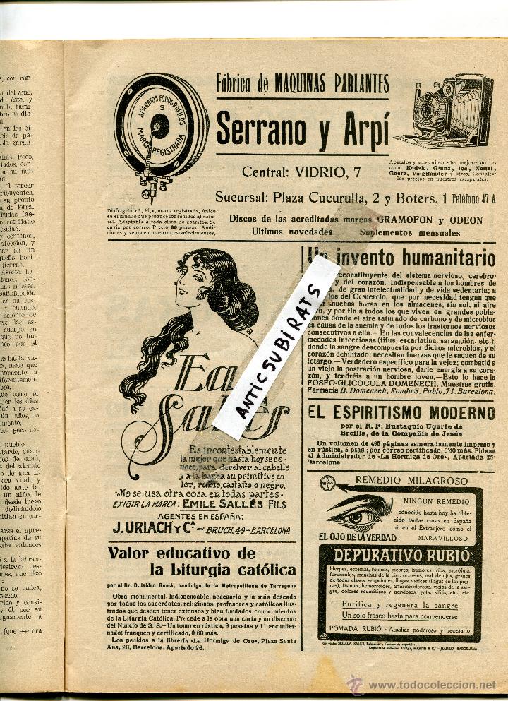 Colecionismo de Revistas e Jornais: REVISTA A&Ntilde; 1922 ANUNCIO DEL LIBRO ESPIRITISMO MODERNO EUSTAQUIO UGARTE SOMATEN DEL PRAT DE LLOBREGAT