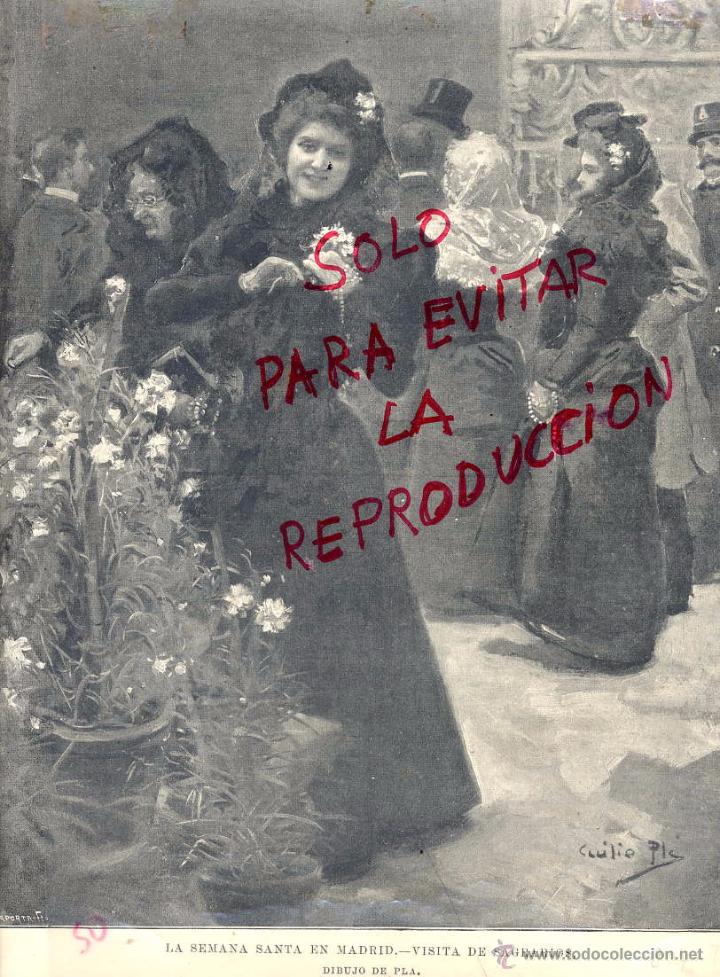 Coleccionismo de Revistas y Peri&oacute;dicos: MADRID 1898 SEMANA SANTA VISITA DE SAGRARIOS  CECILIO PLA ILUSTRACION HOJA REVISTA