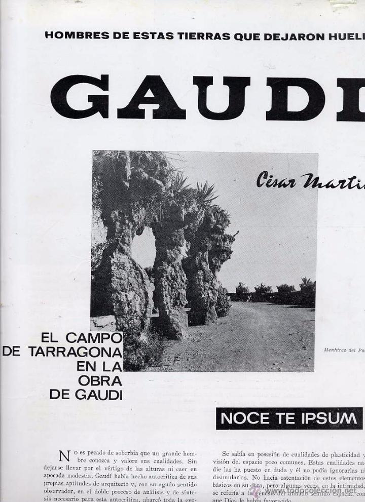 Coleccionismo de Revistas y Peri&oacute;dicos: GAUDI Y EL CAMPO DE TARRAGONA 1964, 4 HOJAS LIBRO