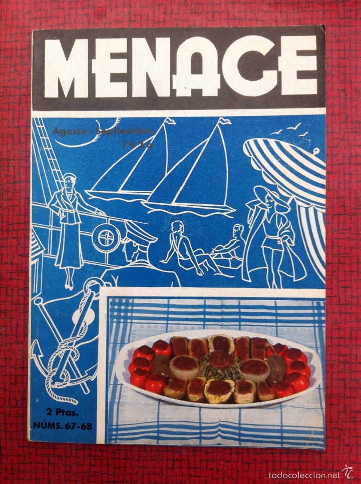 Coleccionismo de Revistas y Peri&oacute;dicos: ANTIGUA REVISTA MENAGE NUM. 67, 68 AGOSTO SEPTIEMBRE 19 COMPLETA BUEN ESTADO COCINA RECETAS ART DECO