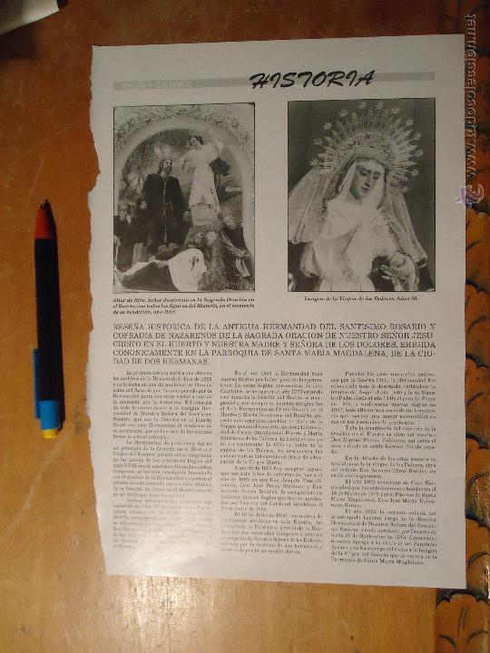 Coleccionismo de Revistas y Peri&oacute;dicos: informacion grafica sobre la semana santa de sevilla dos hermanas virgen dolores oracion huerto
