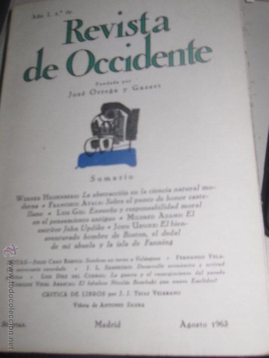 Coleccionismo de revistas y peri&oacute;dicos: REVISTA DE OCCIDENTE FEDERICO JOS&Eacute; ORTEGA Y GASSET A&Ntilde;O I N&ordm; 5 AGOSTO 1963